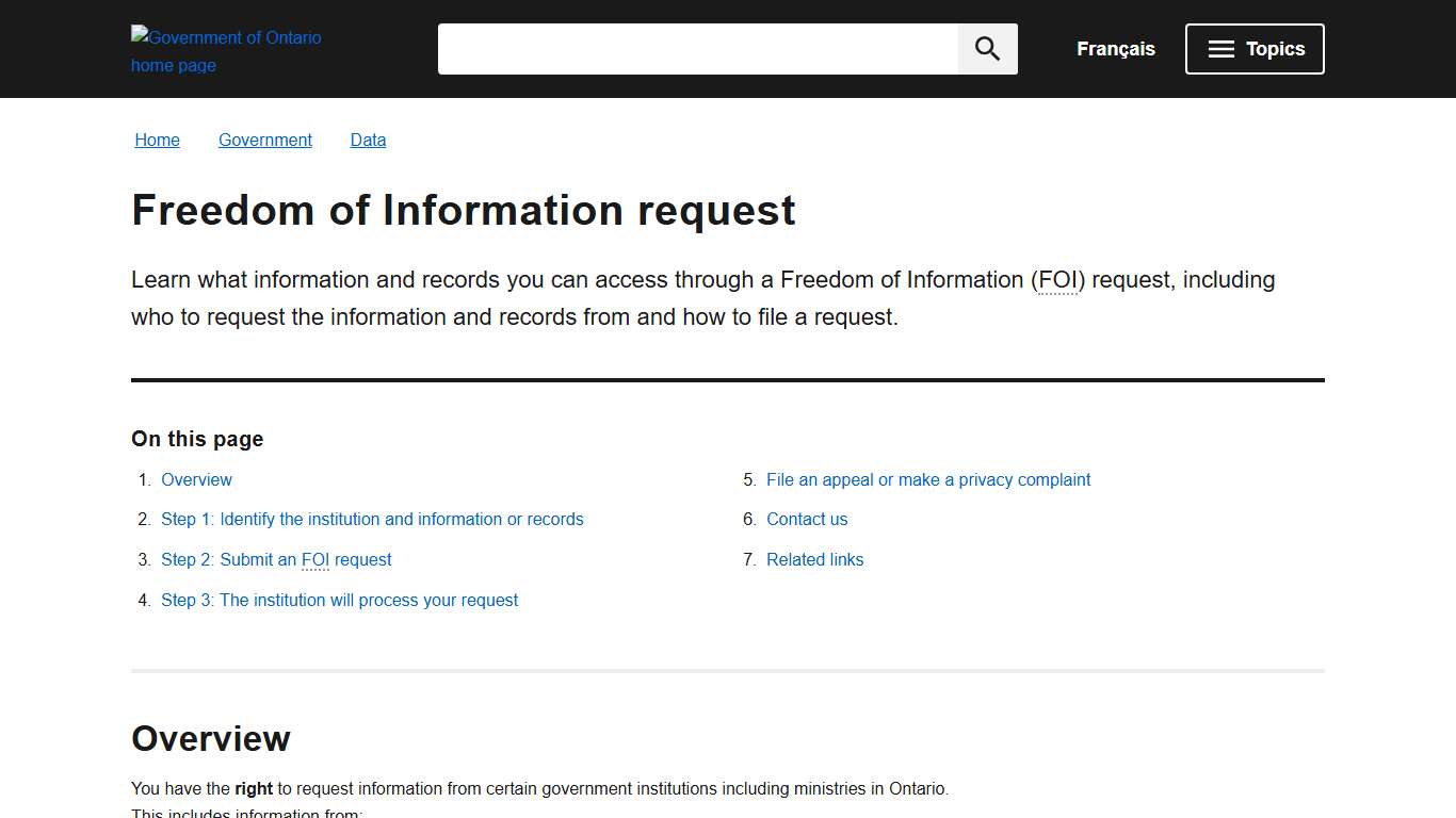 Freedom of Information request | ontario.ca